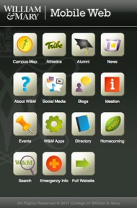 William & Mary mobile web