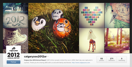 Calgary Zoo 2012 Annual Report on Instagram