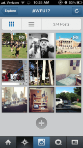 Screenshot of #wfu17 Instagrams
