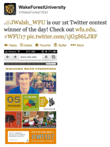 Screen Shot of #wfu17 Twitter contest winner
